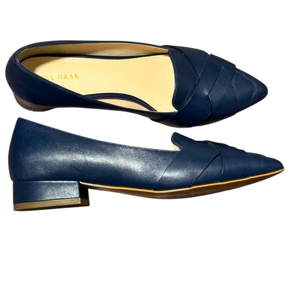 Cole Haan Camila Skimmer Flat in Marine Blue Leather Women sz 5.5 Closed toe - Picture 2 of 10